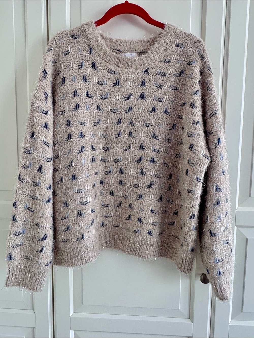 Maurices Cream Knit Crew Sweater with Navy Accents